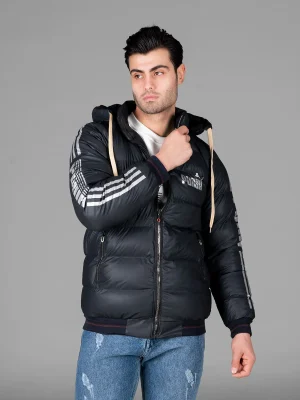 کاپشن اسپرت سیلیکونی مردانه دورو کلاه دار سرمه ای Puma